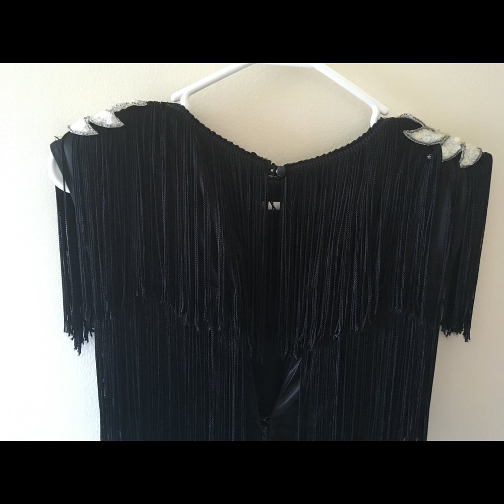 Chic Black Fringe Mini Dress - Picture 7 of 8